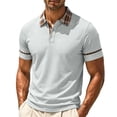 thumbnail image 1 of VSSSJ Mens Golf Shirts Casual Plaid Collar Short Sleeve Shirt Button Regular Fit Lightweight Summer Stylish Workout T-Shirt Tops Gray M, 1 of 9