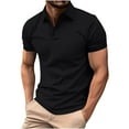 thumbnail image 1 of VSSSJ Mens Golf Shirts Regular Fit Short Sleeve Button Collared T-Shirt Moisture Wicking Casual Solid Color Athletic Work Shirt Black XXXL, 1 of 4