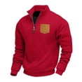 thumbnail image 1 of VSSSJ Mens Half Zip Hoodie Fleece Lined Stand Collar Long Sleeve Pullover Casual Fall Winter Fashion Comfortable Warm Sweatshirt Outerwear Red XL, 1 of 7