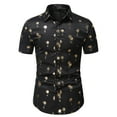 thumbnail image 1 of VSSSJ Mens Hawaiian Shirts Fitted Tropical Palm Tree Printed Button Down Short Sleeve Turndown Collar Tee Shirt Casual Breathable Trendy Top Black S, 1 of 5