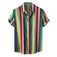 thumbnail image 1 of VSSSJ Mens Hawaiian T-Shirts Plus Size Retro Striped Casual Button Down Short Sleeve Collared Tee Top Summer Holiday Beach Shirt Blouse Red XXXL, 1 of 9