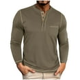 thumbnail image 1 of VSSSJ Mens Henley Shirt Autumn Winter Casual Long Sleeve Round Neck Button Pocket Solid Color Breathable Cotton Vintage Relaxed Fit Tops Green XXL, 1 of 7