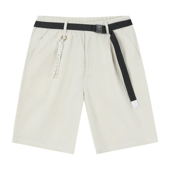 VSSSJ Mens Hiking Cargo Shorts Elastic Waist Loose Belted Outdoor Active Work Shorts Lightweight Casual Travel Fishing Shorts with Pockets Apricot L