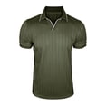thumbnail image 1 of VSSSJ Mens Knit Golf Shirts Short Sleeve Ribbed Textured V Neck Collared Shirt Lightweight Casual Workout Business Summer T Shirt Army Green XL, 1 of 7