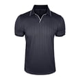 thumbnail image 1 of VSSSJ Mens Knit Golf Shirts Short Sleeve Ribbed Textured V Neck Collared Shirt Lightweight Casual Workout Business Summer T Shirt Navy S, 1 of 7