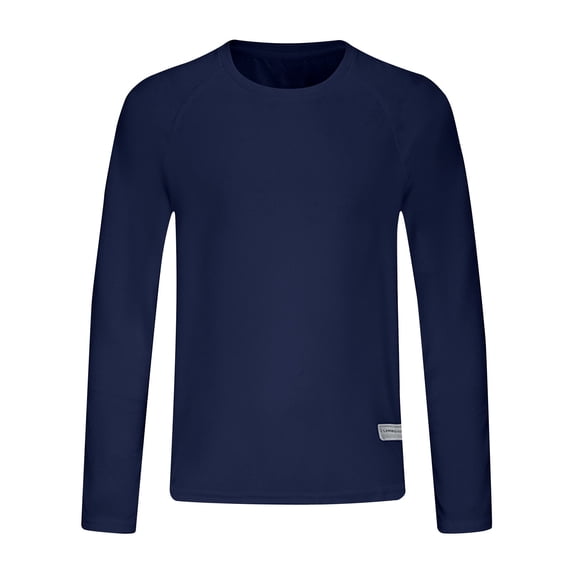 VSSSJ Mens Long Sleeve Athletic T-Shirts Casual Round Neck Comfy Loose Lightweight Breathable Simple Pure Color Muscle Shirt Tops Navy XXXL