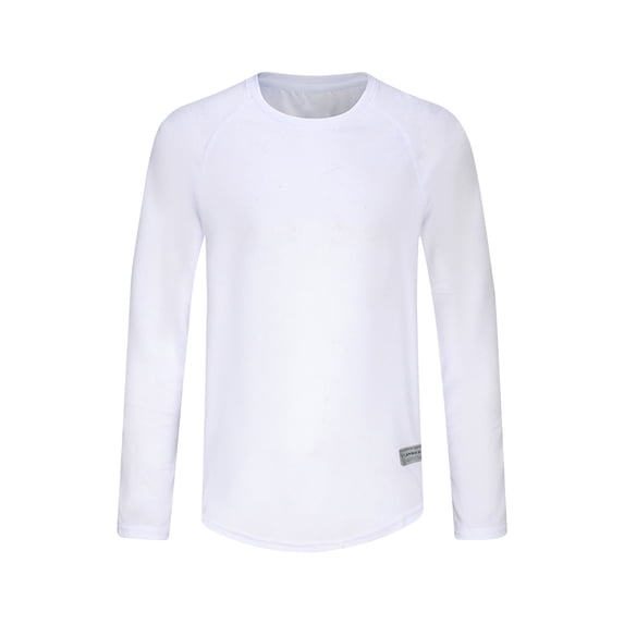 VSSSJ Mens Long Sleeve Athletic T-Shirts Casual Round Neck Comfy Loose Lightweight Breathable Simple Pure Color Muscle Shirt Tops White XXXXL