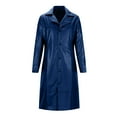 thumbnail image 1 of VSSSJ Mens Long Trench Coat Long PU Leather Jacket Faux Leather Long Sleeve Single Breasted Lapel Collar Fashion Mid Long Pu Jacket Outerwear Dark Blue XXL, 1 of 5