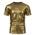 thumbnail image 1 of VSSSJ Mens Metallic T-Shirts 70s Disco Outfits for Mens Slim Fit Short Sleeve Shiny Tees Sparkly Nightclub Party Shirts Tops Gold XXL, 1 of 9