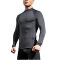 thumbnail image 1 of VSSSJ Mens Muscle Shirt Lightweight Workout Fitness Slim Fit Long Sleeve Stand Collar Breathable Running Training Gym Athletic Tops Silver L, 1 of 4