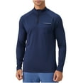 thumbnail image 1 of VSSSJ Mens Muscle Sports Shirts Quarter Zipper Front Long Sleeve Mock Neck Regular Fit Casual Lightweight Breathable Athletic Gym Tops Navy XXL, 1 of 7