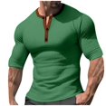 thumbnail image 1 of VSSSJ Mens Muscle T-Shirts Button Up Waffle Knit Stretch Henley Shirt Slim Fit Crewneck Short Sleeve Lightweight Workout Athletic Tees Green XXXL, 1 of 5