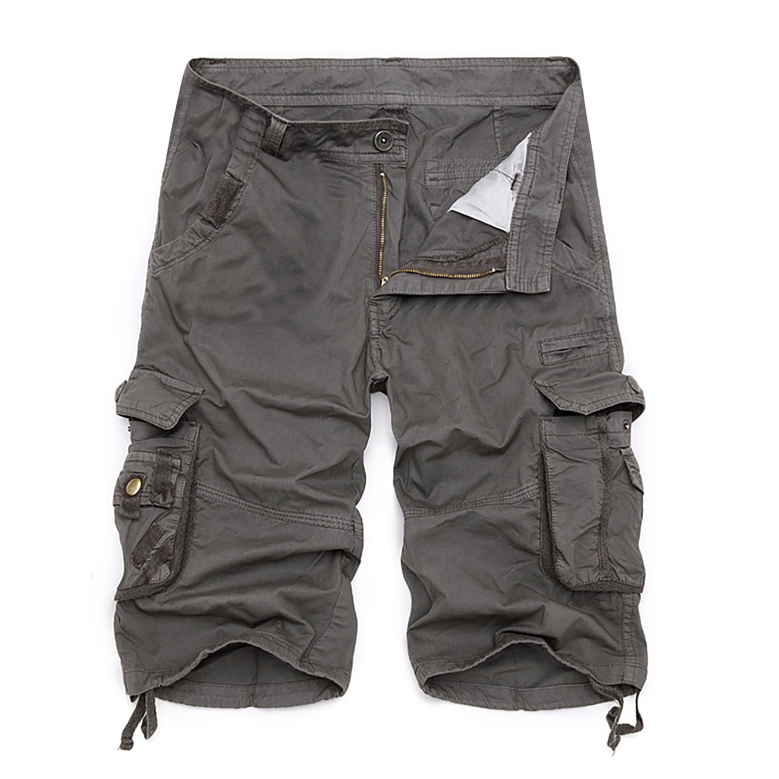VSSSJ Mens Outdoor Cargo Shorts Athletic Fit Solid Color Elastic Waist  Button Zipper Hiking Multi-Pockets Shorts Summer Durable Fast Drying Short  Pants Khaki XXL 