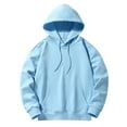 thumbnail image 1 of VSSSJ Mens Oversized Hoodie Sweatshirts Casual Drawstring Hooded Pullover Loose Solid Color Long Sleeve Pockets Tops Fall Trendy Clothes Light Blue XL, 1 of 8