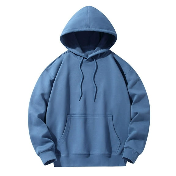 VSSSJ Mens Oversized Hoodie Sweatshirts Casual Drawstring Hooded Pullover Loose Solid Color Long Sleeve Pockets Tops Fall Trendy Clothes Sky Blue L