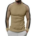 thumbnail image 1 of VSSSJ Mens Pullover Sweaters Lightweight Waffle Knit Crewneck Sweater Slim Fit Long Sleeve Casual Color Block Fashion Sweater Khaki XL, 1 of 8