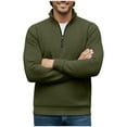 thumbnail image 1 of VSSSJ Mens Quarter-Zip Pullover Sweater Casual Mock Neck Long Sleeve Textured Fall Winter Workout Athletic Warm Ribbed Sweaters Tops Army Green M, 1 of 6