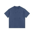 thumbnail image 1 of VSSSJ Mens Ripped T-Shirt Loose Fit Short Sleeve Crew Neck Casual Vintage T-Shirt Cotton Oversized Summer Tees Top Streetwear Blue M, 1 of 2