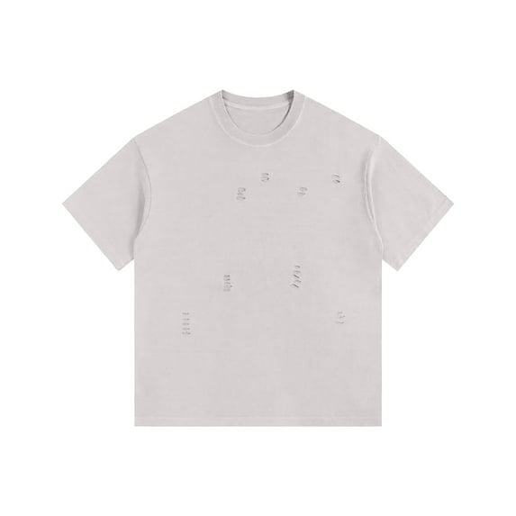 VSSSJ Mens Ripped T-Shirt Loose Fit Short Sleeve Crew Neck Casual Vintage T-Shirt Cotton Oversized Summer Tees Top Streetwear White XXXXXL
