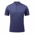 thumbnail image 1 of VSSSJ Mens Shirt Super Button Up Short Sleeve Stand Collar Tops Casual Breathable Solid Summer Sports Shirts for Men Navy XXXL, 1 of 7