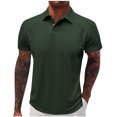 thumbnail image 1 of VSSSJ Mens Shirts Button Up Textured Business Work T Shirts Casual Solid Color Slim Fit Short Sleeve Summer Golf Tee Shirt Green M, 1 of 6