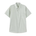thumbnail image 1 of VSSSJ Mens Short Sleeve Button Down Plaid Shirt Summer Casual Regular Fit Collared Shirts Office Business Work Dress Shirt Tops Green XL, 1 of 6