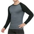 thumbnail image 1 of VSSSJ Mens Sport Compression Shirt Fitness Color Block Long Sleeve Raglan Shirt Comfortable Stretchy Breathable Workout Athletic Tops Gray XXL, 1 of 6
