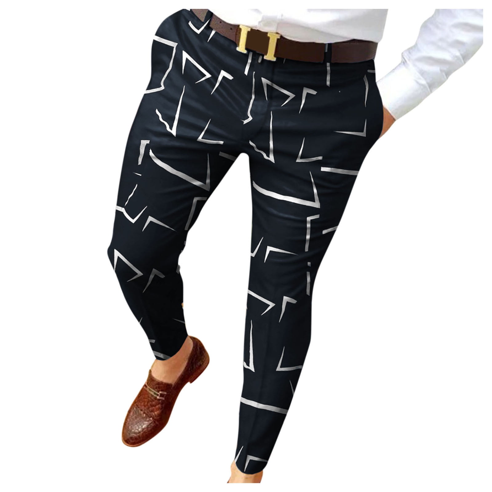 VSSSJ Mens Suit Pants Plus Size Fashion Print Button Zipper Elastic ...