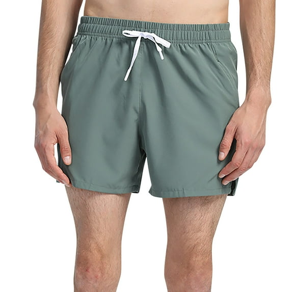 VSSSJ Mens Swim Trunks Elastic Waist Quick Dry Swim Shorts Casual Drawstring Loose Summer Athletic Beach Shorts with Pockets Bathing Suits Dark Green L