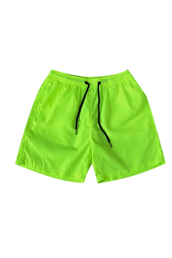 Mens Swim Trunks Quick Dry Loose Fit Drawstring Elastic Waist Candy Color Five Point Beach Shorts Casual Summer Seaside Surf Bathing Suits Fluorescent green XXL