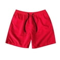 thumbnail image 1 of VSSSJ Mens Swim Trunks Quick Dry Loose Fit Drawstring Elastic Waist Candy Color Five Point Beach Shorts Casual Summer Seaside Surf Bathing Suits Red L, 1 of 3