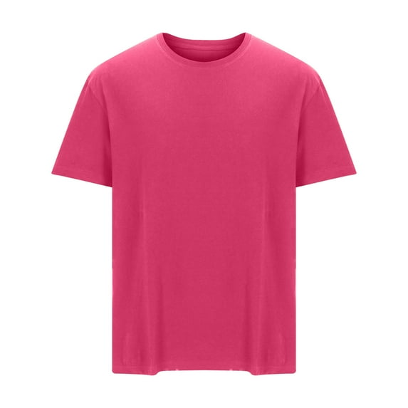 VSSSJ Mens T Shirt Relaxed Fit Short Sleeve Solid Cotton Basic Tees Tops Casual Crewneck Lightweight Breathable Undershirt for Men Hot Pink L