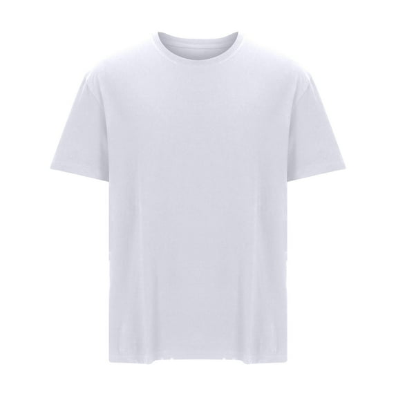 VSSSJ Mens T Shirt Relaxed Fit Short Sleeve Solid Cotton Basic Tees Tops Casual Crewneck Lightweight Breathable Undershirt for Men White XL