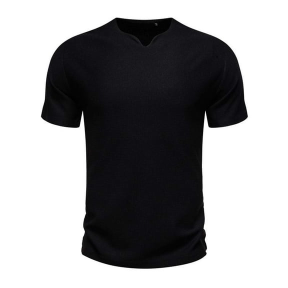 VSSSJ Mens T-Shirts Short Sleeve Casual V Neck Cotton Tshirt Regular Fit Solid Color Basic Summer Athletic Pullover Tees Black L