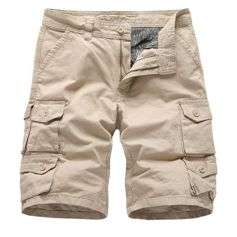 VSSSJ Mens Tooliing Shorts Regular Fit Multi-Pockets Solid Color