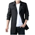 thumbnail image 1 of VSSSJ Mens Trench Coat Single Breasted Slim Fit Notch Lapel Mid Long Jackets Long Sleeve Casual Fall Windbreaker Overcoat Black XXXL, 1 of 4