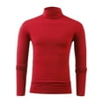 thumbnail image 1 of VSSSJ Mens Turtleneck Tops Casual Slim Fit High Neck Long Sleeve Basic Shirt Soft Lightweight Solid Simple Versatile Pullover T-Shirts Wine S, 1 of 4