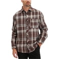 thumbnail image 1 of VSSSJ Mens Vintage Plaid Shirt Button Down Pocket Lapel Collar Long Sleeve Shirt Relaxed Fit Casual Comfortable Breathable Retro Shirt Top‌s Coffee XXXXXL, 1 of 5