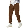 thumbnail image 1 of VSSSJ Mens Waffle Knit Sweatpants Loose Fit Solid Color Elastic Waist Ankle Cuff Drawstring Pocket Jogging Pants Casual Athletic Workout Trousers Brown M, 1 of 6