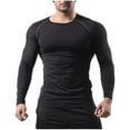 thumbnail image 1 of VSSSJ Mens Workout Tops Casual Round Neck Breathable Long Sleeve Compression Tops Slim Fit Lightweight Gym Running Fitness Shirt Black XXXL, 1 of 7