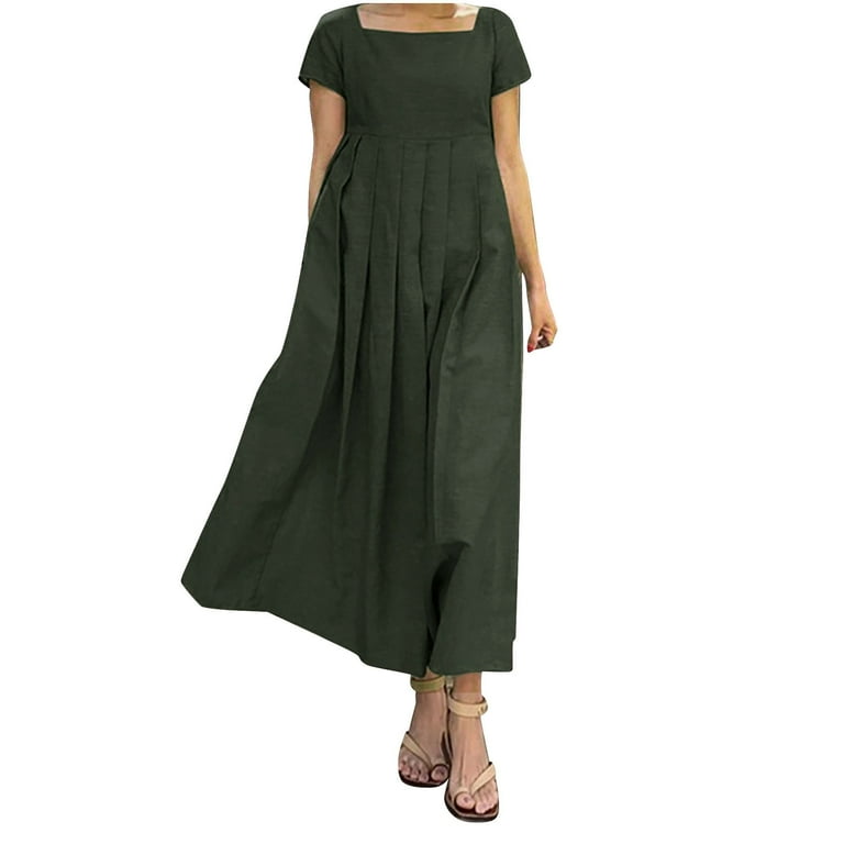 ruched short sleeve loose green midi dress CUPSHE Women's V Neck Wrap Dress Twisted Slit Pleated Waist Tie Short Sleeve Summer Midi Dresses Army Green S at Amazon Women's Clothing store