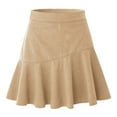 thumbnail image 1 of VSSSJ Mini Skirts for Women Zipper High Waisted Swing Above Knee A-Line Skirts Classic Versatile Solid Color Ruched Ruffle Flared Skirts Beige L, 1 of 6