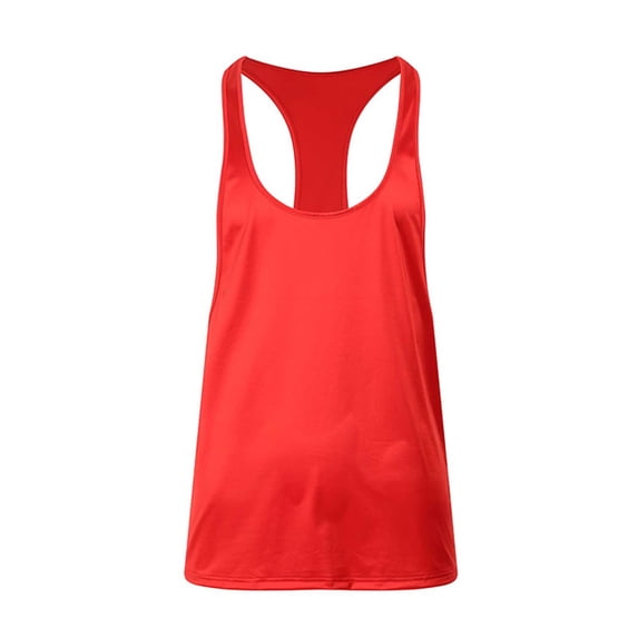 VSSSJ Muscle Tank Tops for Men Moisture Wicking Racerback Sleeveless Shirts Gym Fitness Workout Causal Summer Crewneck Tee Shirt Red L