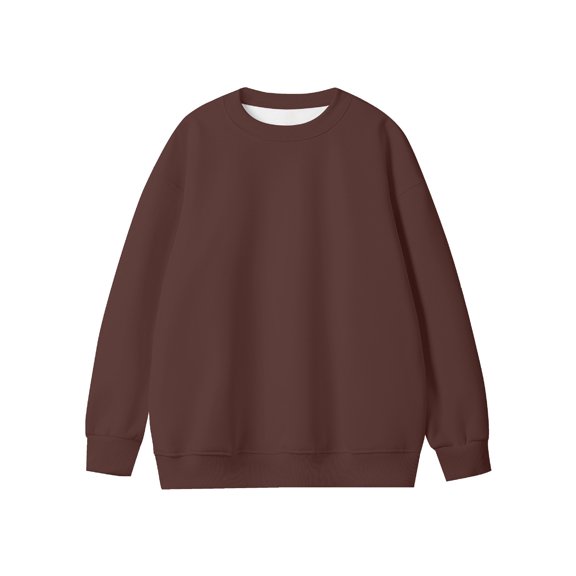 VSSSJ Oversized Sweatshirt for Men Long Sleeve Loose Fleece Lined Pullover Sweatshirts Crewneck Thickened Warm Solid Basic Sweatshirt Tops Coffee XXL