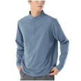 thumbnail image 1 of VSSSJ Quarter Zip Pullover for Men Loose Fit Long Sleeve Mock Neck Workout Shirt 1/4 Zip Breathable Outdoor Running Mens Sweatshirt Light Blue L, 1 of 9