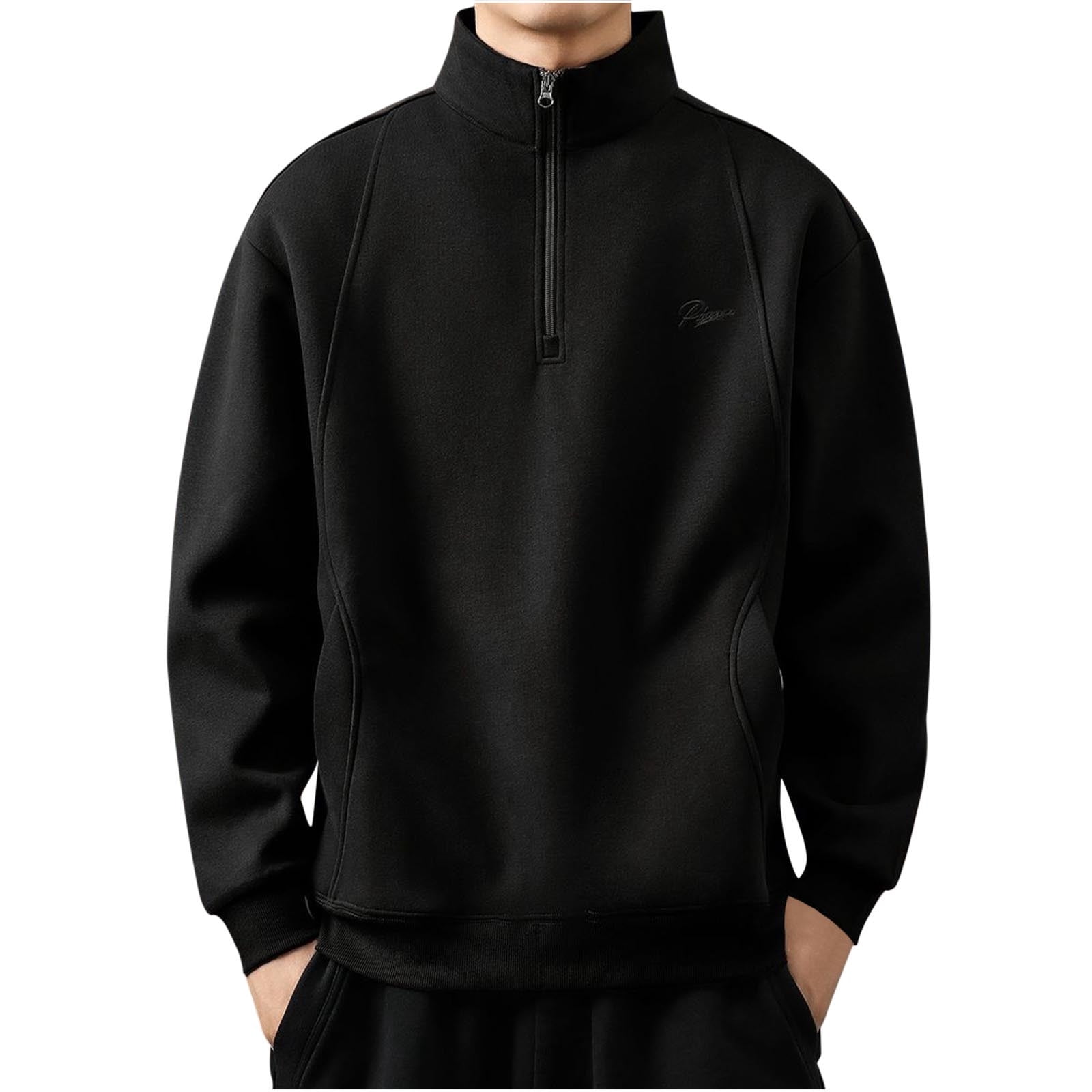 CLQWE Men's Casual Sportswear Sweater - Zipper Collar, Long Sleeve