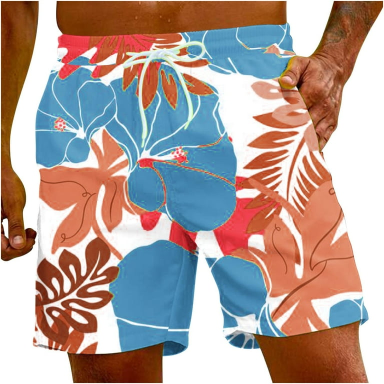 VSSSJ Quick Dry Swim Trunks for Men Tropical Printed Casual Breathable Surf Board Shorts Big And Tall Elastic Waist Drawstring Beach Shorts with Pockets Coffee XXXXXL Walmart