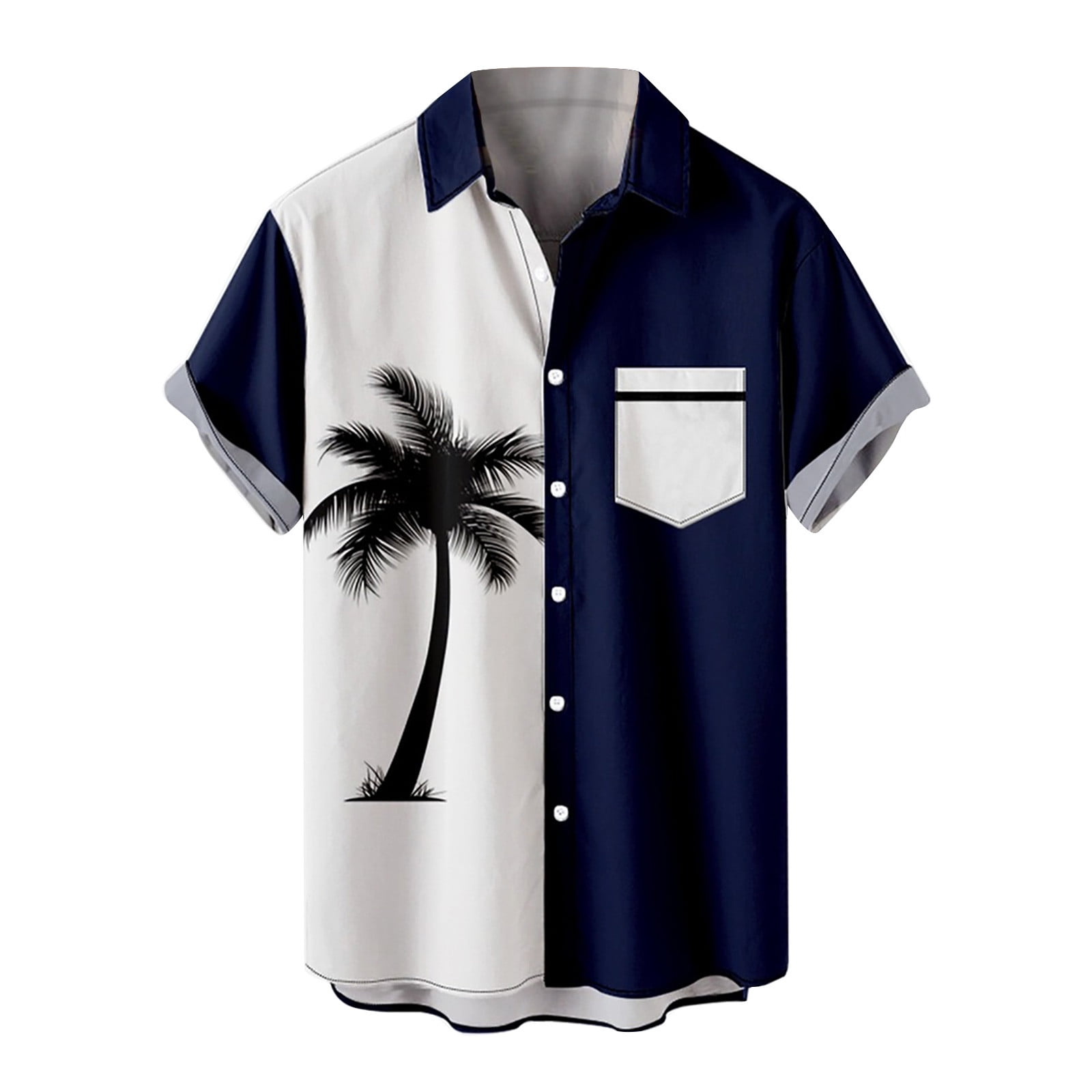 VSSSJ Shirts for Men Big and Tall Casual Button Down Short Sleeve Tropical  Palm Tree Graphic Collared Shirt with Pocket Cozy Summer Hawaiian Tops  Green XXL 