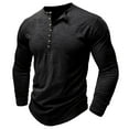 thumbnail image 1 of VSSSJ Shirts for Men Fitted Solid Color Button Round Neck Long Sleeve Pullover Tees Casual Autumn and Winter Lightweight Sportwear Black XXL, 1 of 7