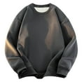 thumbnail image 1 of VSSSJ Sweatshirts for Men Fleece Lined Loose Fit Round Neck Solid Color Pullover Baggy Long Sleeve Casual Fall Winter Sweatshirt Tops Dark Gray L, 1 of 3
